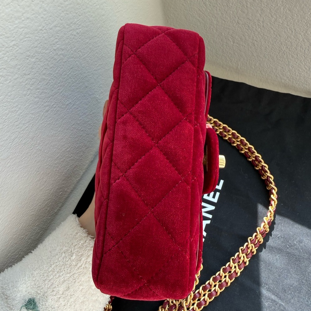 Chanel Burgundy Quilted Velvet Flap Bag - Picture 6 of 16